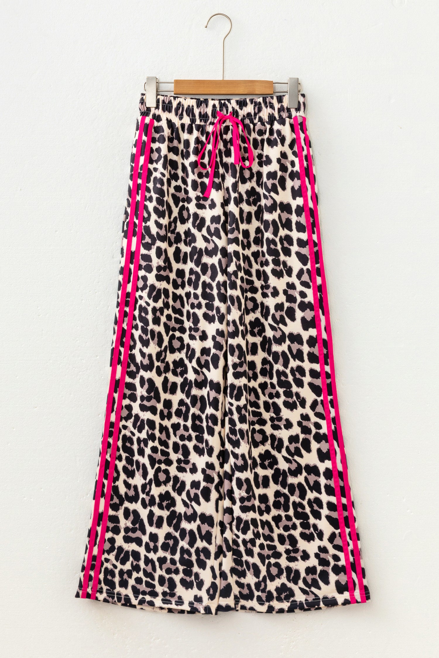 Rose Side Stripe Leopard Wide leg Trousers