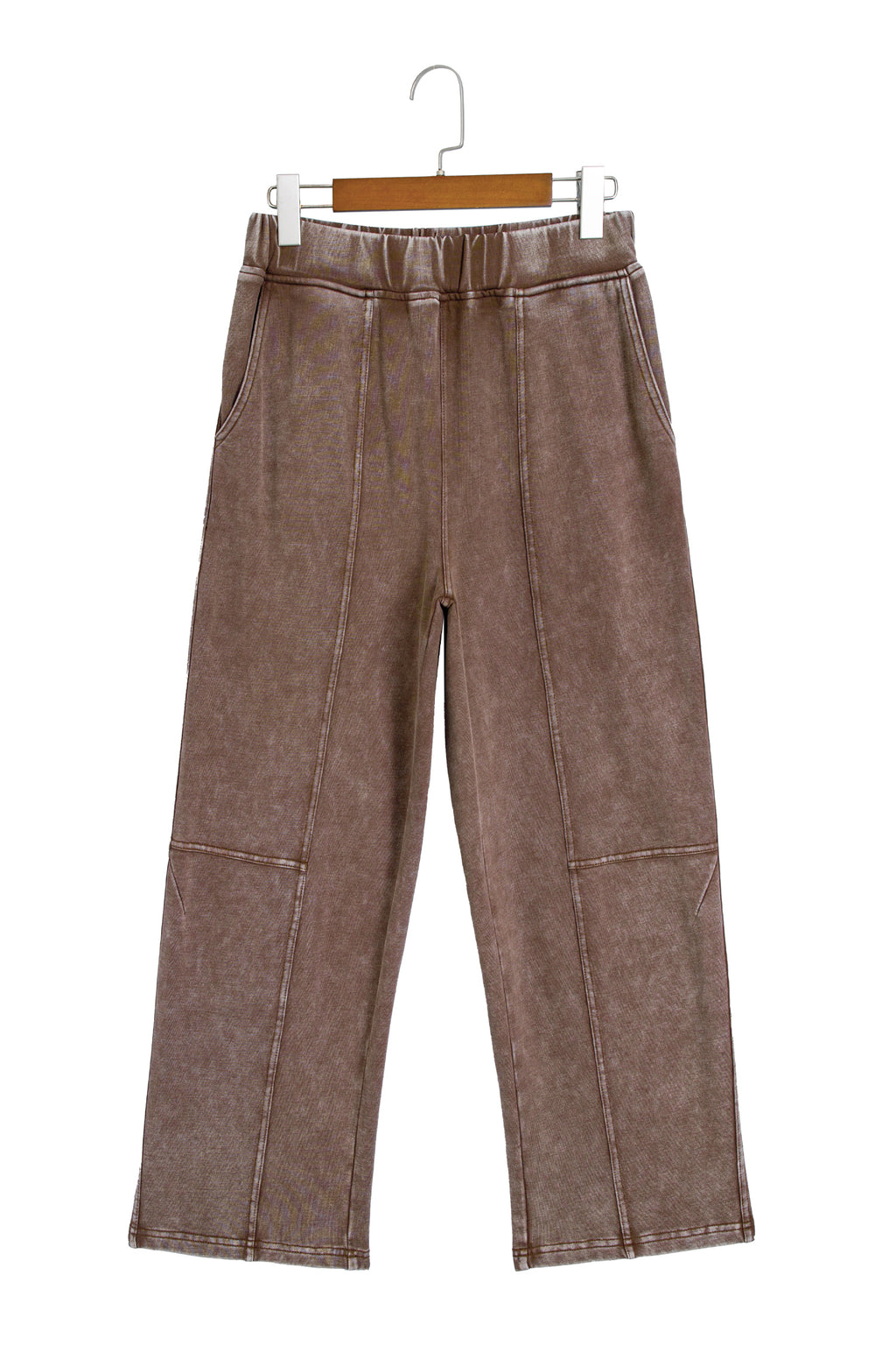 Carbon Grey Mineral Wash Seam Detail Elastic Waist Barrel Pants