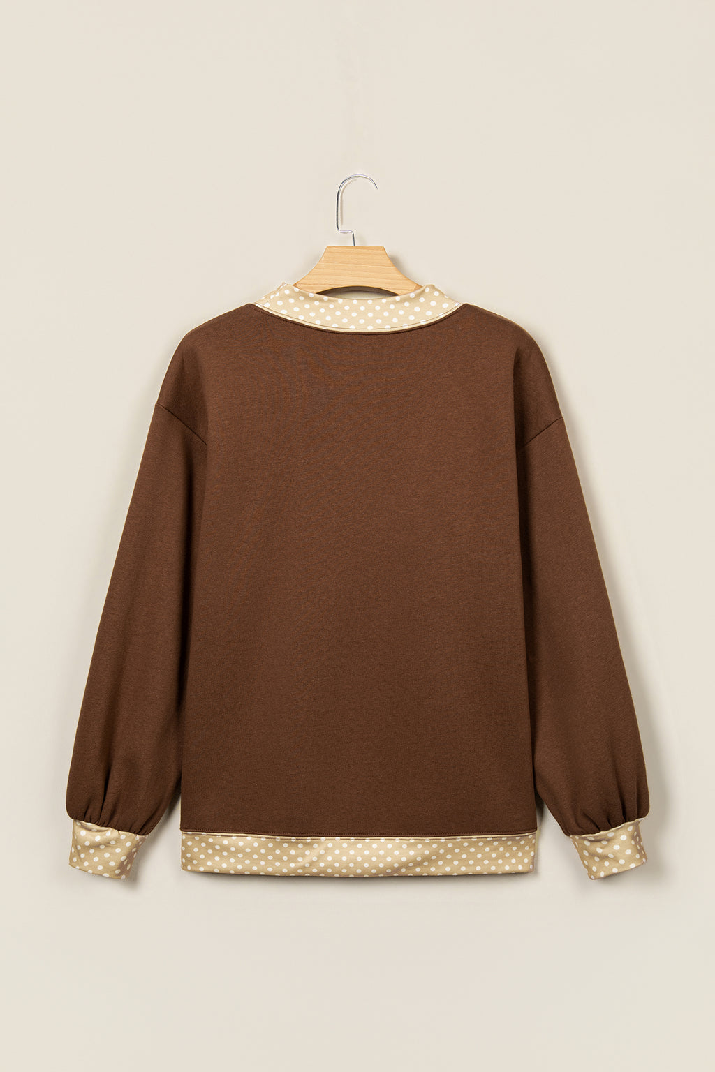 Parchment Leopard Trim High Neck FAITH Letter Graphic Baggy Sweatshirt
