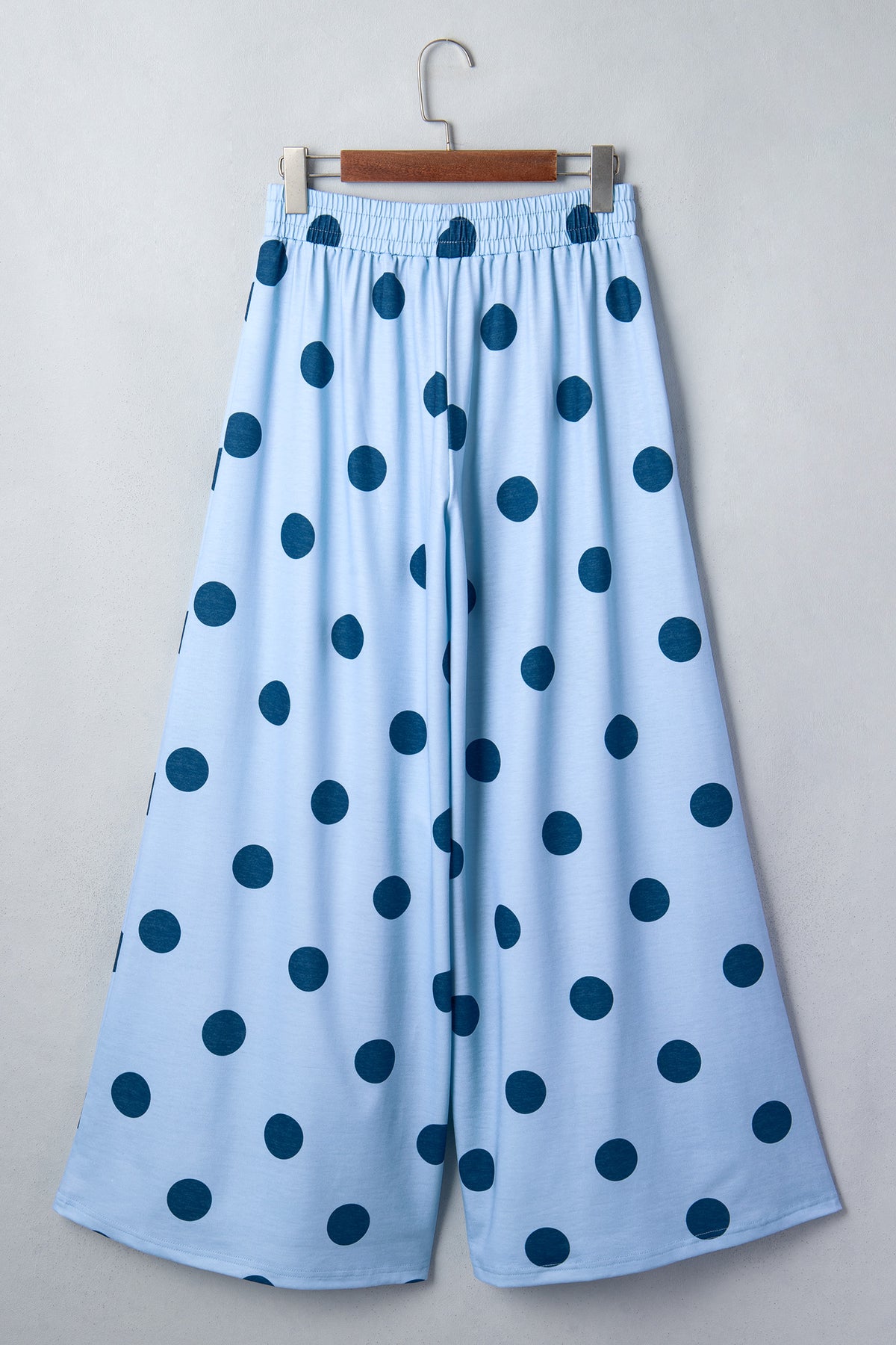 Brown Polka Dot Wide Leg Elastic Waist Casual Pants