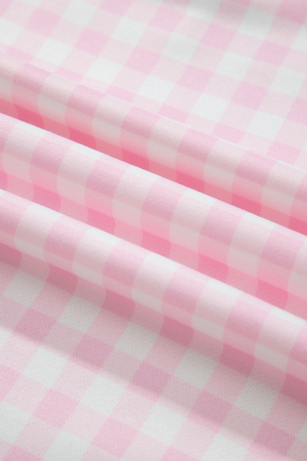Pink Plaid Long Sleeve Two Piece Pant Set
