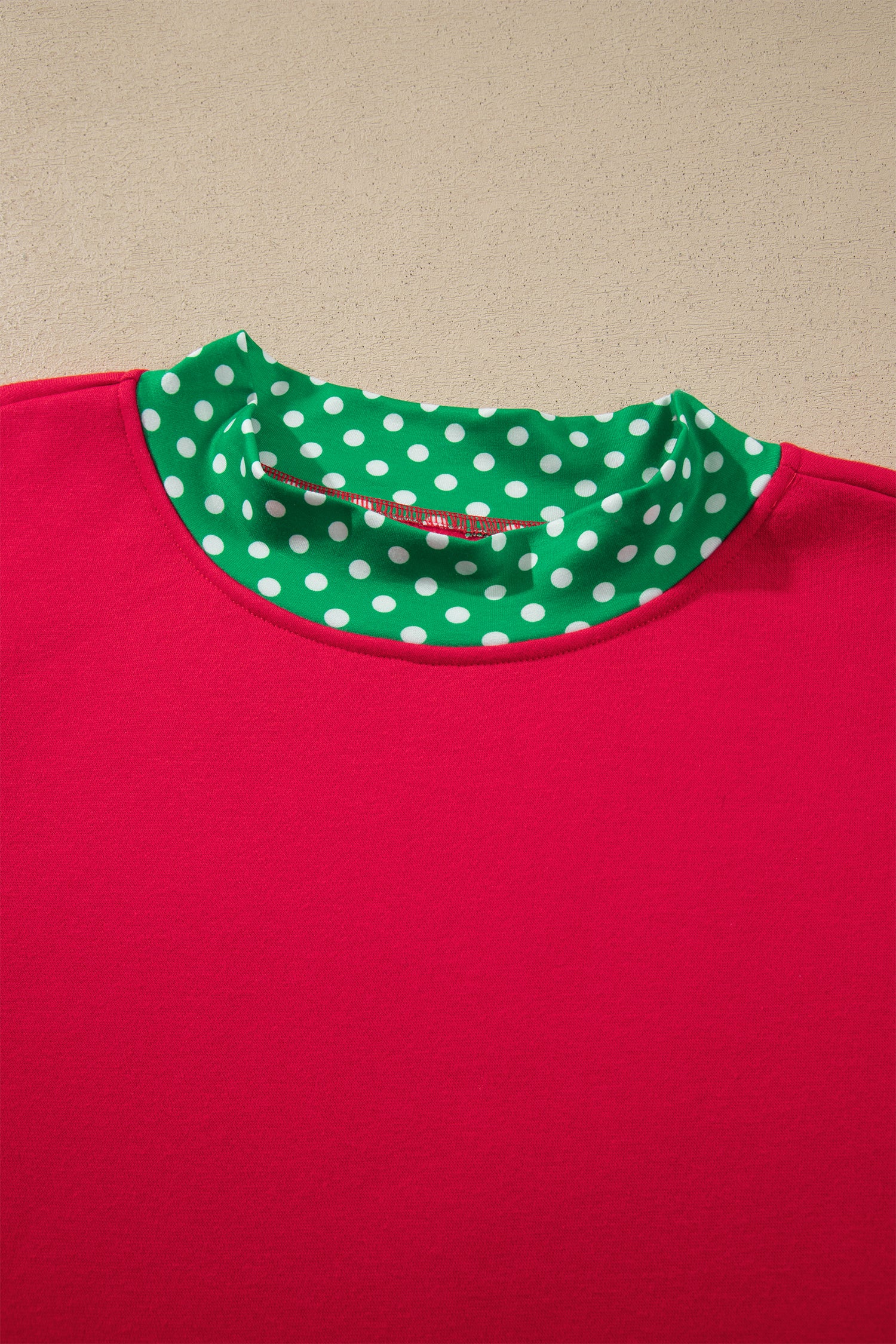 Pink Colorblock Polka Dot Contrast Trim Oversized Sweatshirt