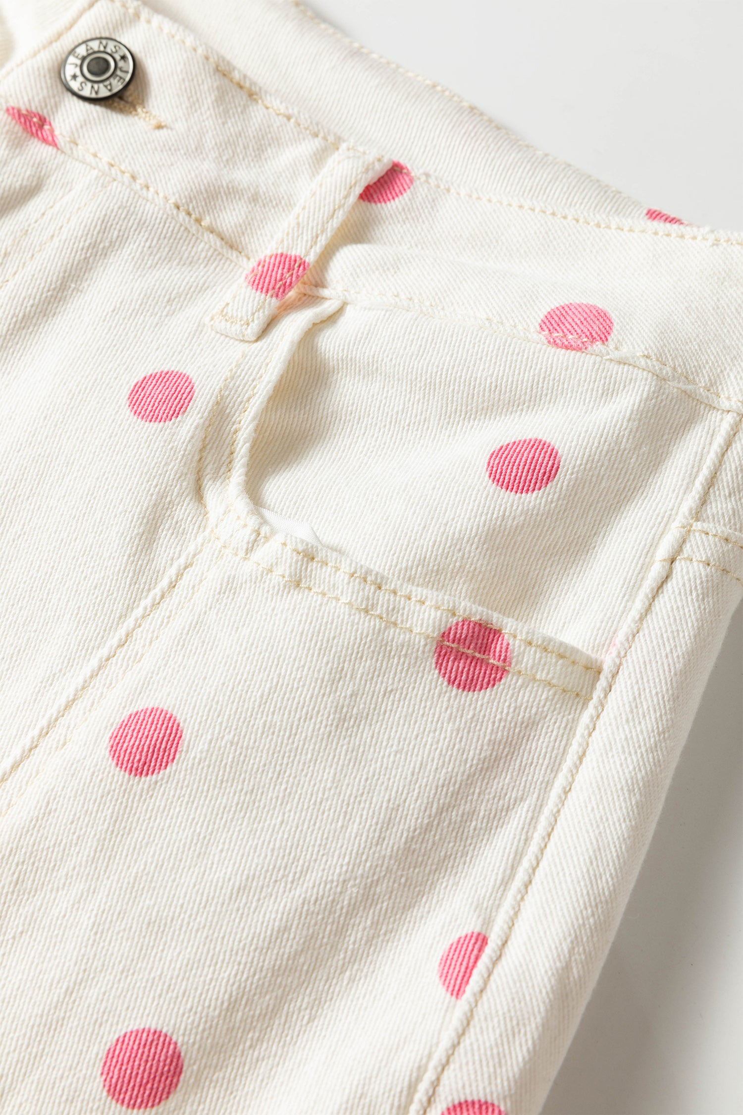 Pink Polka Dot Print Seam Detail Barrel Jeans